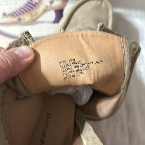 Lane Bryant 12W Tan Faux Leather Suede Ankle Lace up Stacked Block Heel Boots - Picture 9 of 12